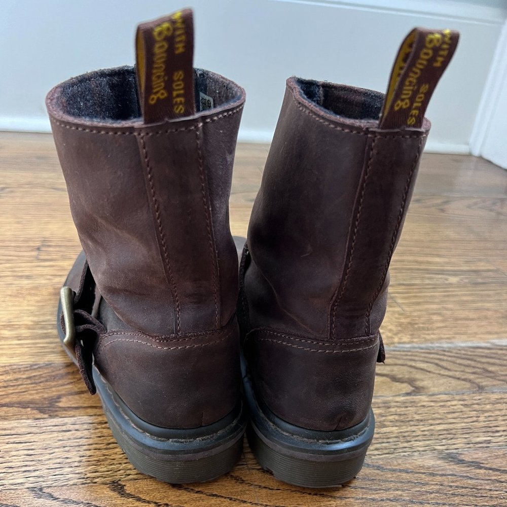 Dr. Martens Dark Brown Moto Boots - Picture 2 of 4